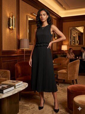 Mona Thalheimer cotton Pleated A-Line Midi Dress - Sleeveless NWT size small